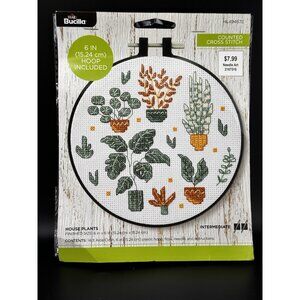 Bucilla Counted Cross Stitch House Plants 6 in X 6” NEW With Hoop Intermediate
